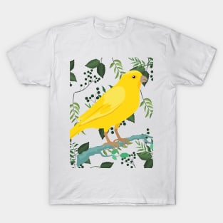 Beautiful Canary in Nature Leaves. T-Shirt